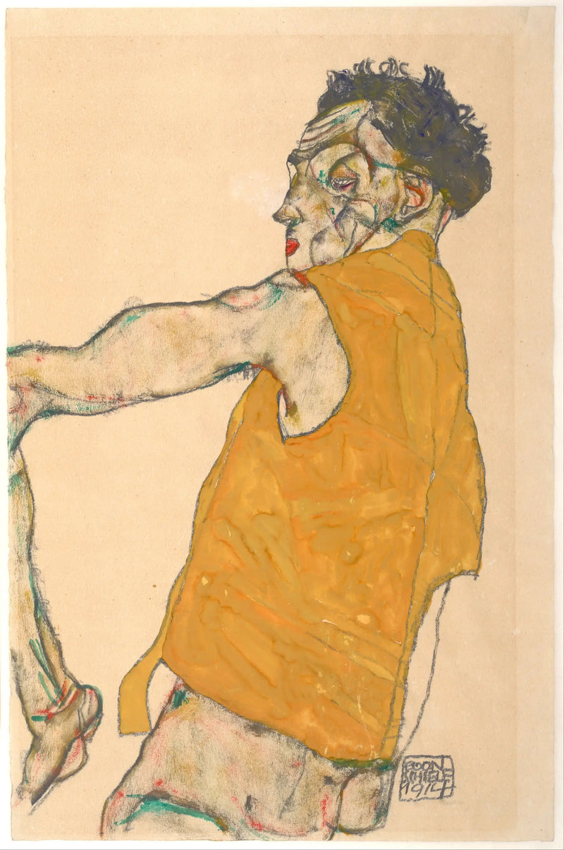 Autorretrato com colete amarelo - Egon Schiele