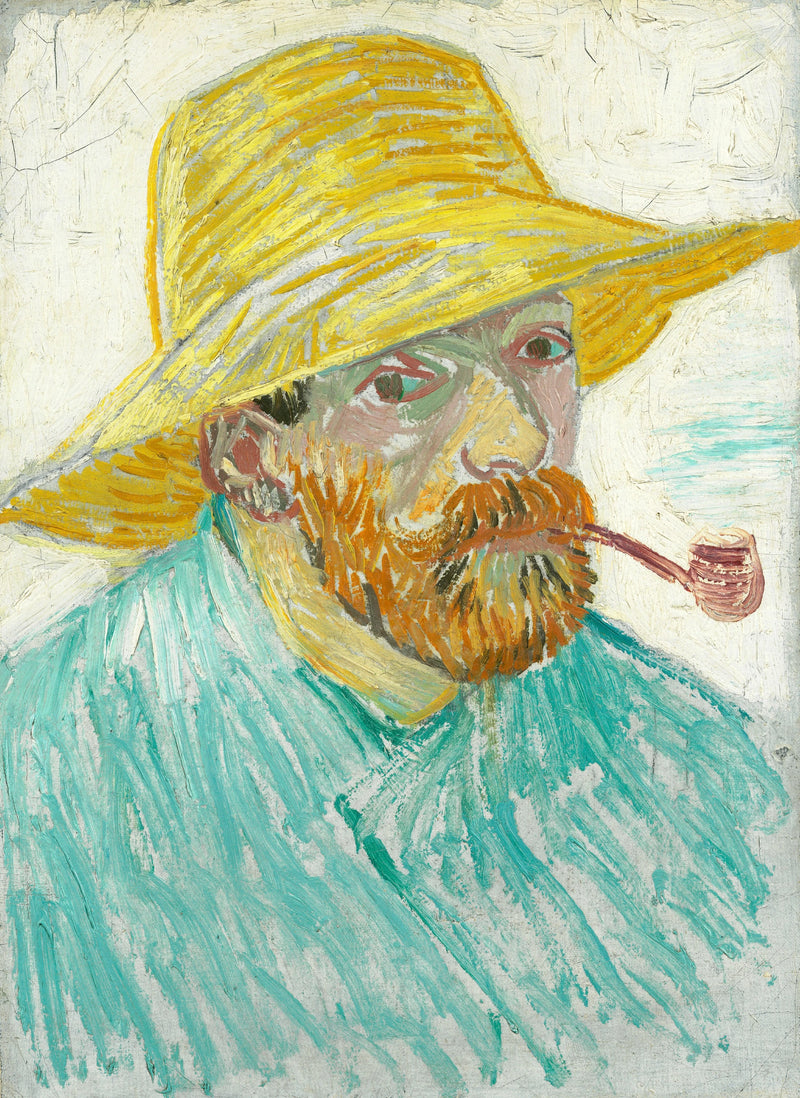 Autorretrato com chapéu de palha e cachimbo - Vincent van Gogh