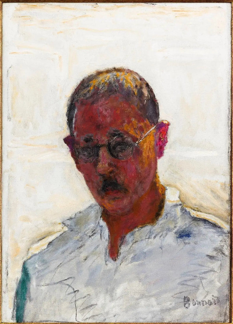 Autorretrato sobre fundo branco, camisa de colarinho aberto - Pierre Bonnard