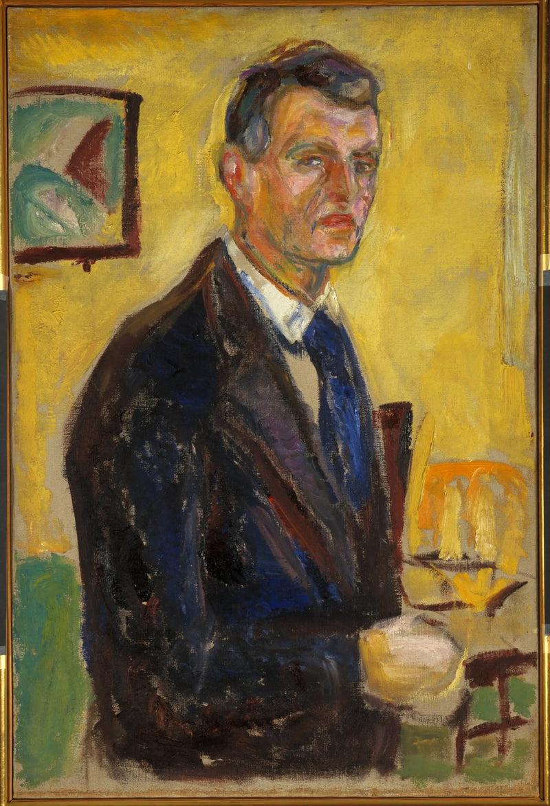 Autorretrato sobre fundo amarelo - Edvard Munch