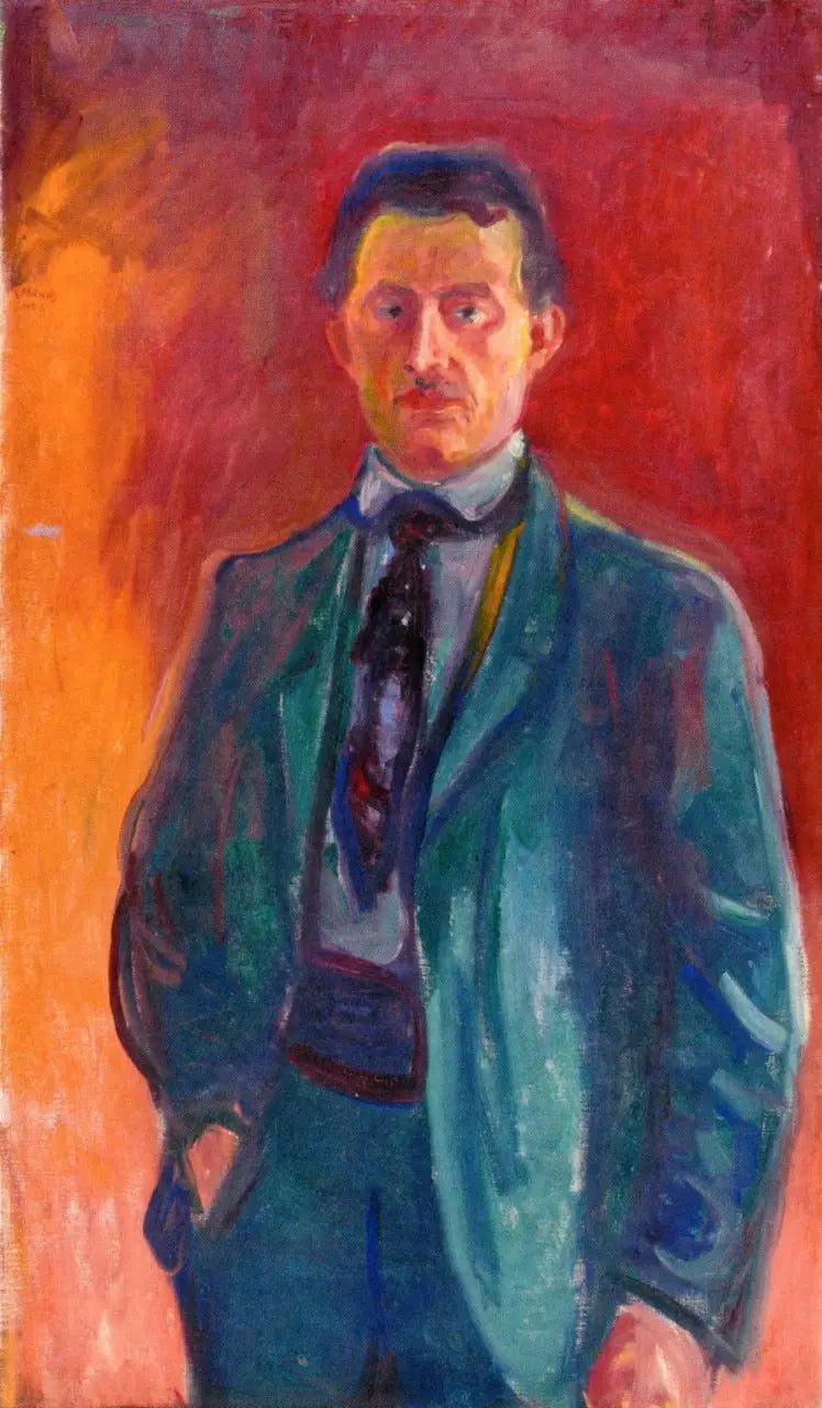 Autorretrato sobre fundo vermelho - Edvard Munch