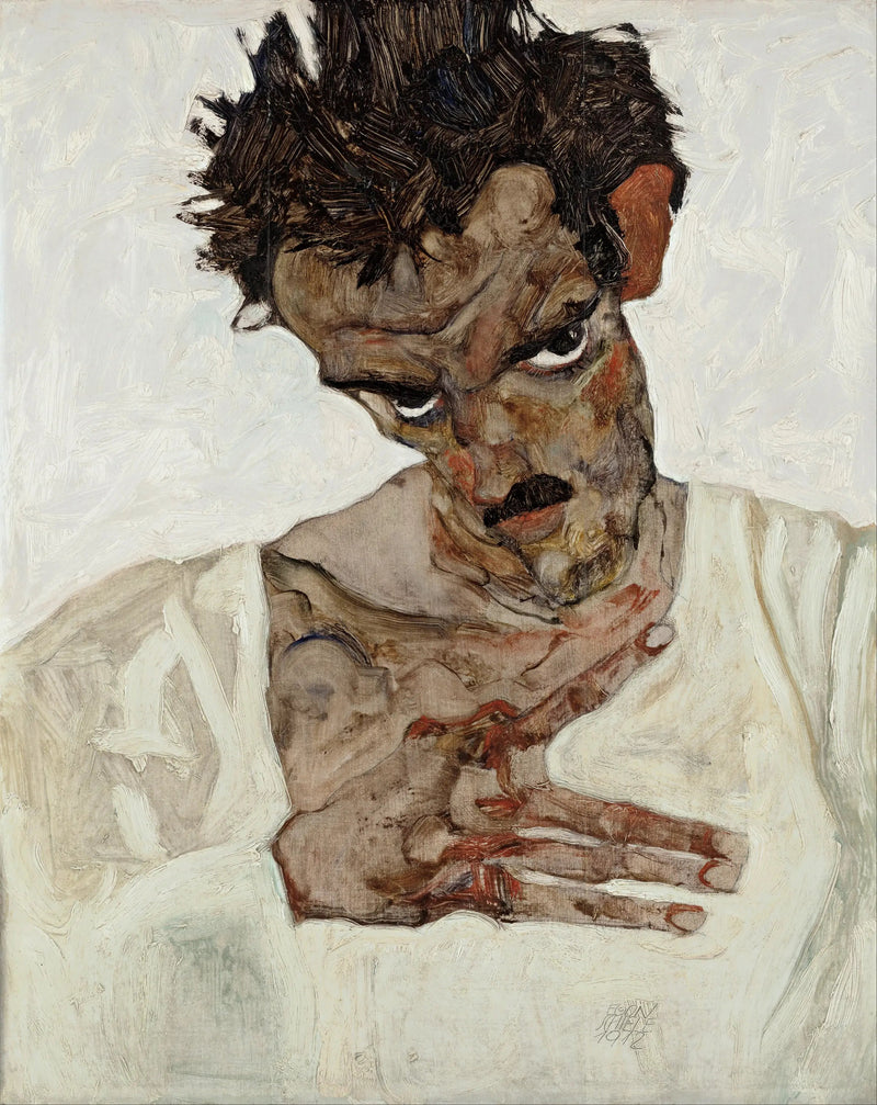 Autorretrato com a cabeça baixa - Egon Schiele