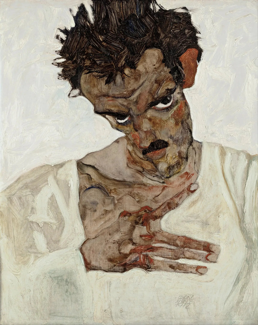 Autorretrato com a cabeça baixa - Egon Schiele
