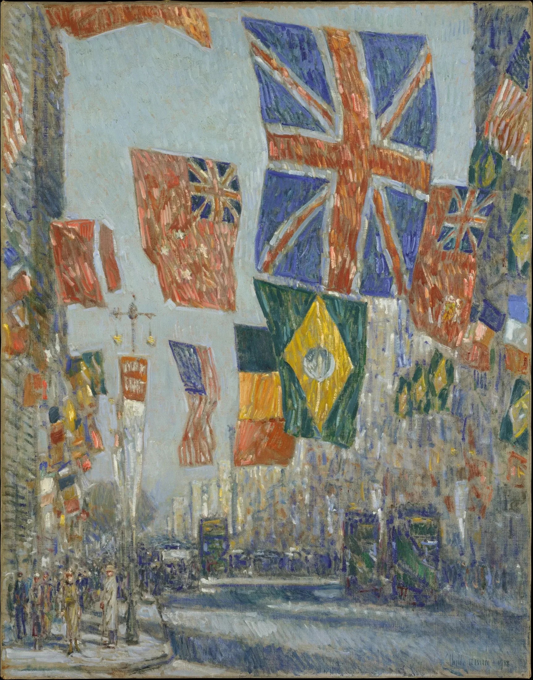 Avenue des Alliés, Grande-Bretagne, 1918 - Childe Hassam image 1 tableau peint à l’huile sur toile