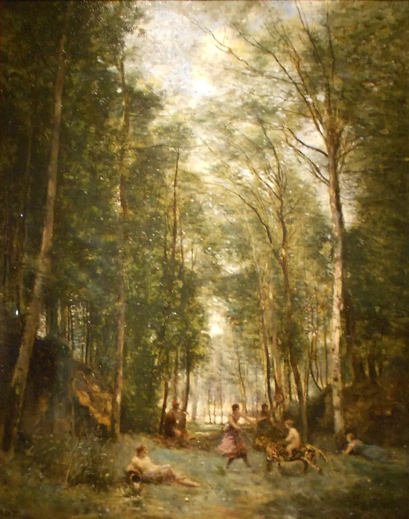 Bacanal de primavera: Lembrança de Marly-le-Roi - Jean-Baptiste Camille Corot