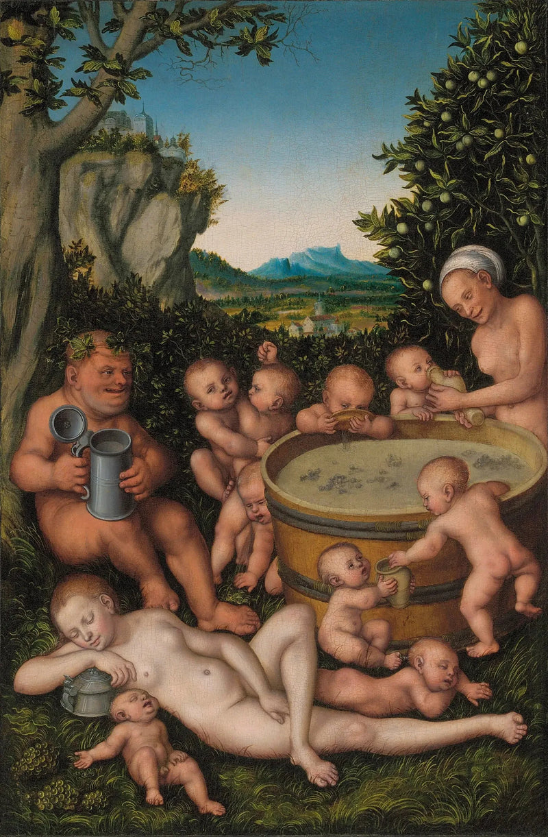 Bacchus na cuba de vinho - Lucas Cranach, o Velho