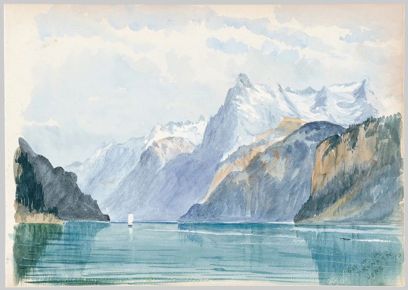 Baía de Uri, Brunnen (caderno de esboços Suíço 1870) - John Singer Sargent