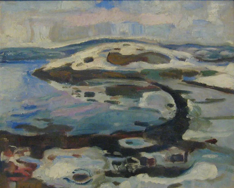 Baía perto do fiorde no inverno - Edvard Munch