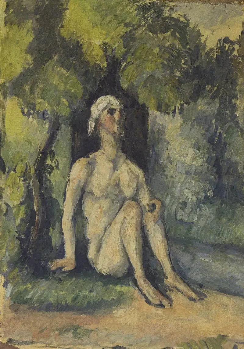 Banhista sentado à beira da água - Paul Cézanne