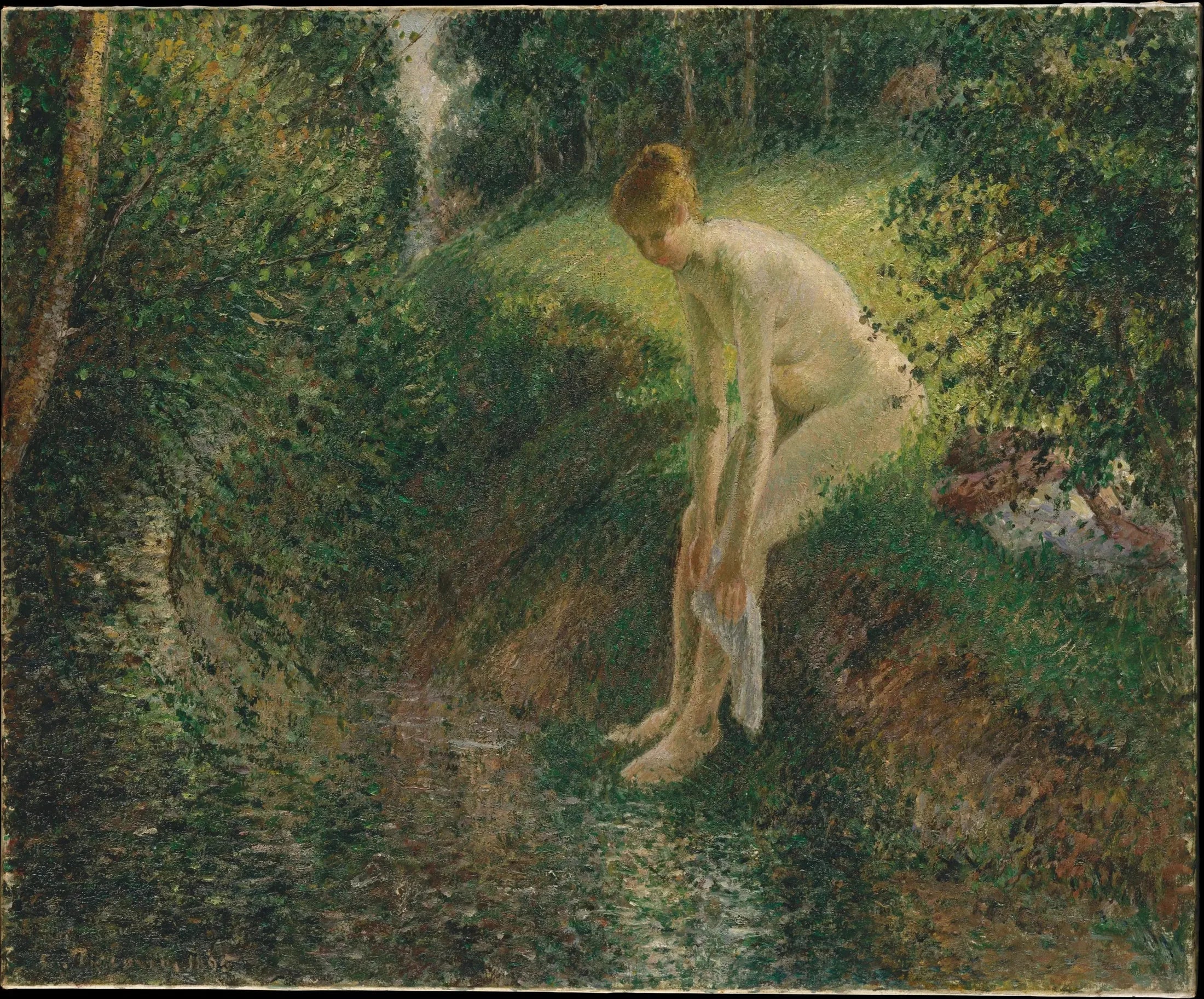 Reproduction du tableau « Baigneur dans les bois - Camille Pissarro » par Alpha Reproduction en peinture à l’huile