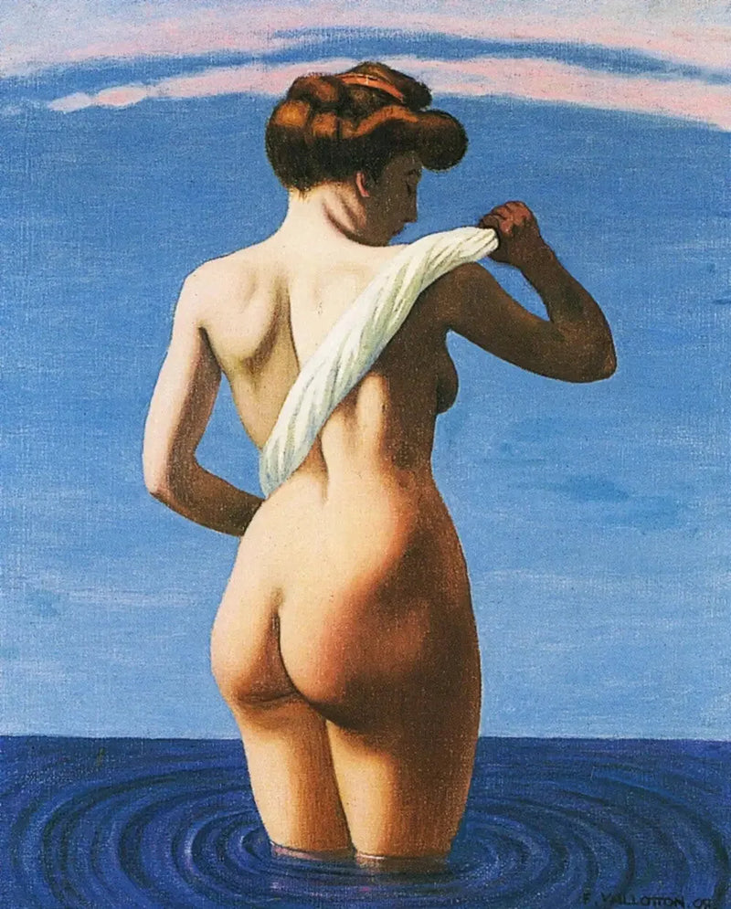 Banheira de costas se secando com um pano enrolado - Félix Vallotton
