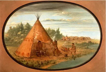 Banho de vapor - Minatarree - George Catlin