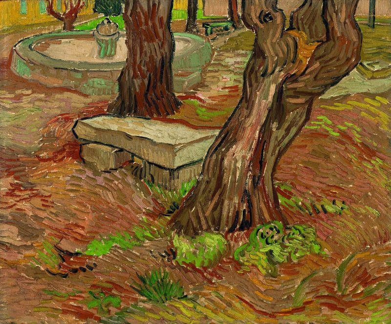 O banco de pedra no jardim do hospital Saint-Paul - Vincent van Gogh