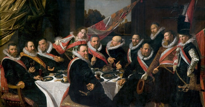 Banquete dos oficiais do corpo dos arqueiros de São Jorge, Haarlem 1616 - Frans Hals