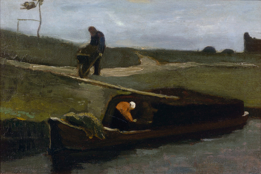 Barco de turfa com duas figuras - Vincent van Gogh