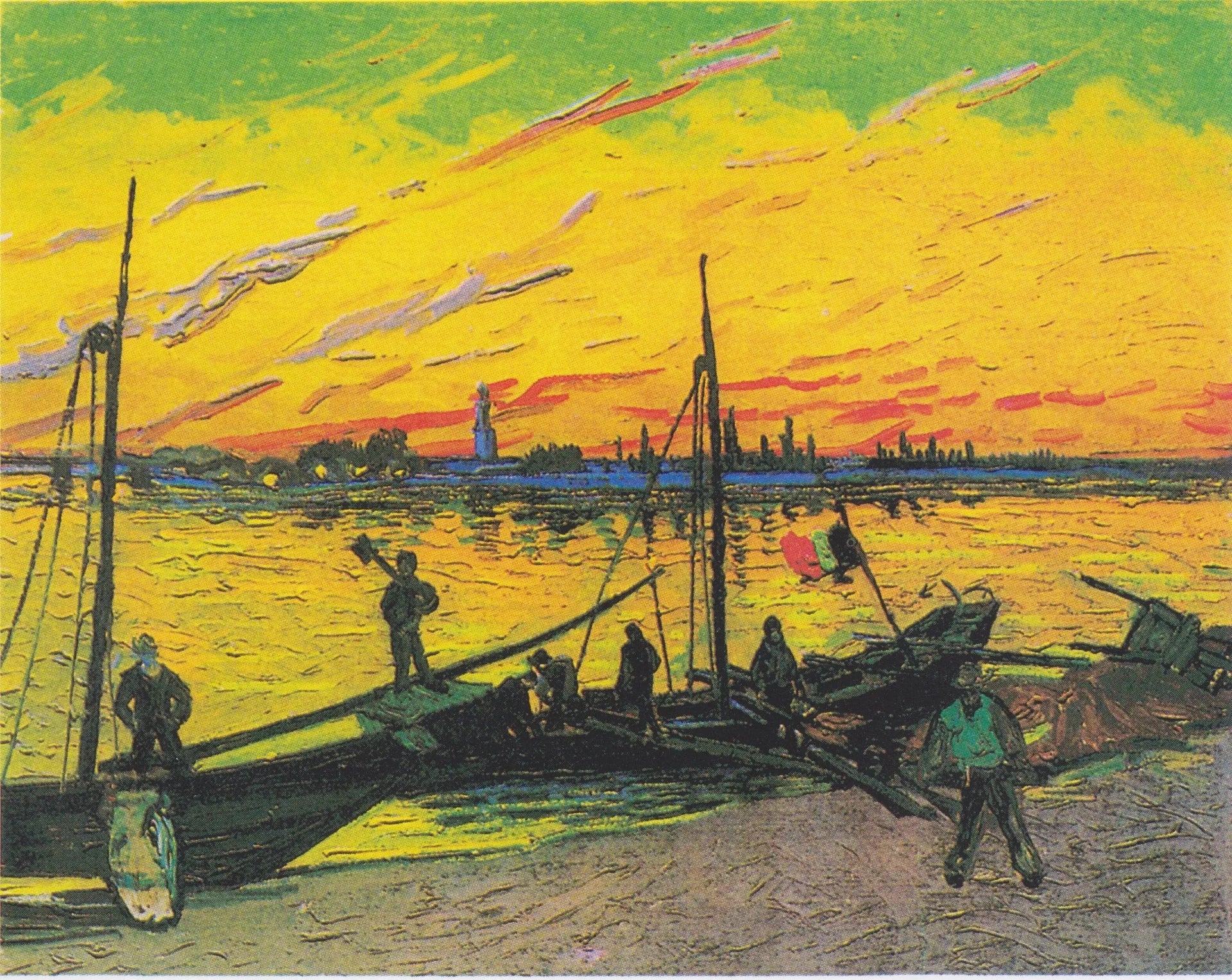 Barges à charbon F437 de Vincent van Gogh sur le Rhône à Arles