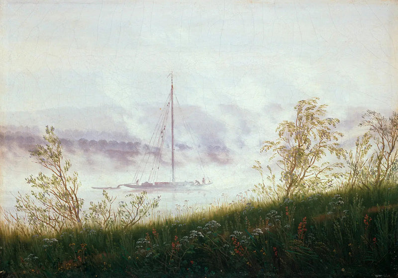 Barco na névoa matinal - Caspar David Friedrich
