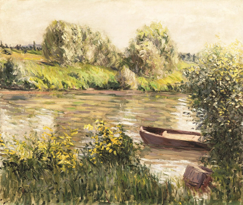 Barco perto da margem, efeito de outono - Gustave Caillebotte
