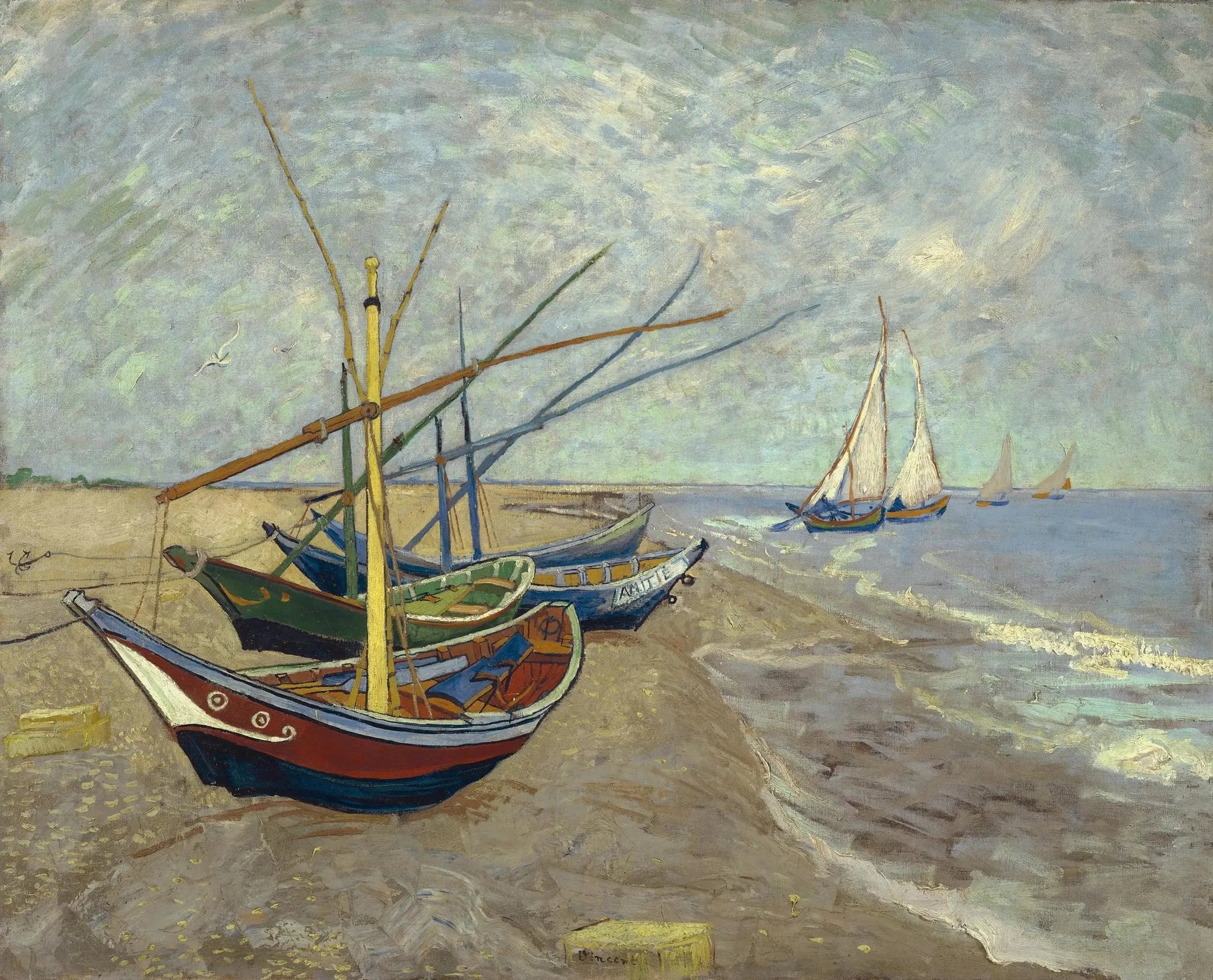 Barques aux Saintes-Maries - Vincent van Gogh image 1 copie de tableau peinte à la main