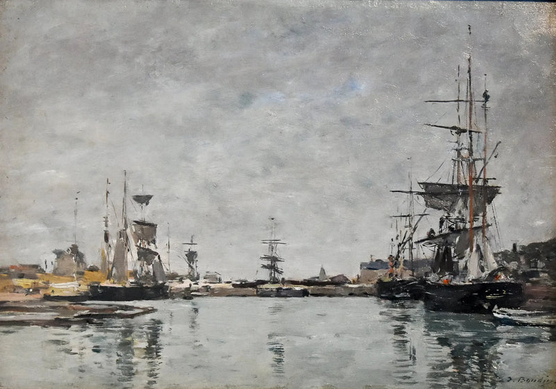 Lagoa de Deauville céu cinza - Eugène Boudin