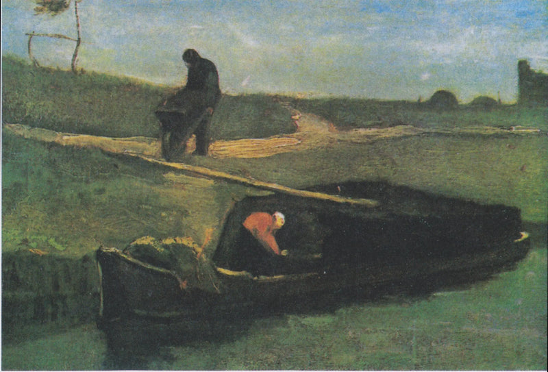Barco de turfa com duas figuras - Vincent van Gogh