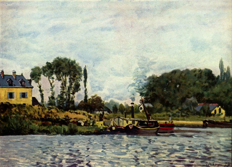 Barcos na eclusa de Bougival - Alfred Sisley