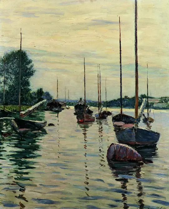 Barcos ancorados no Sena - Gustave Caillebotte