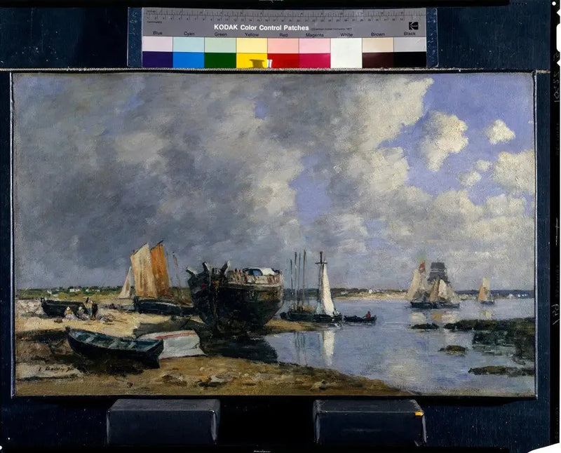 Barcos ancorados e na cabeceira do cais - Eugène Boudin