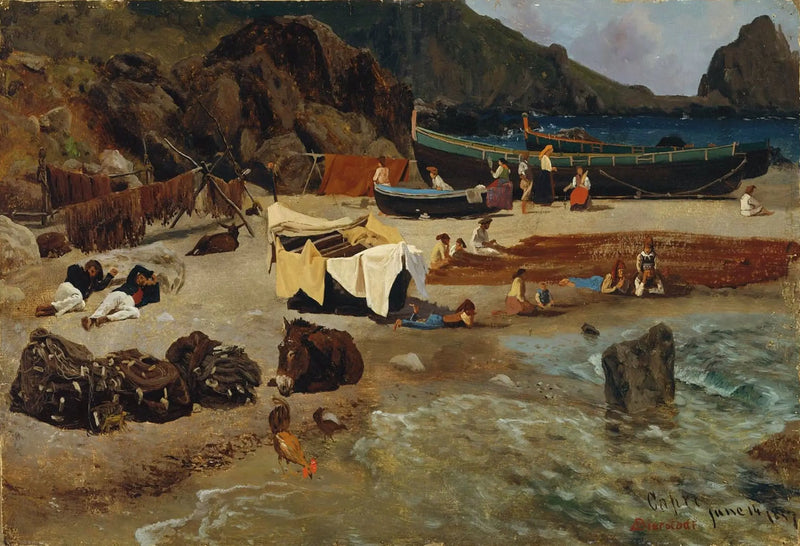 Barcos de pesca em Capri - Albert Bierstadt