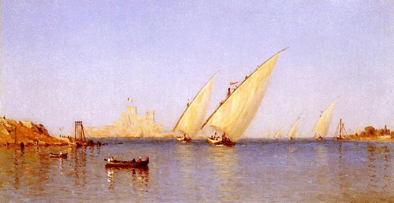 Barcos de pesca entrando no porto de Brindisi - Sanford Robinson Gifford