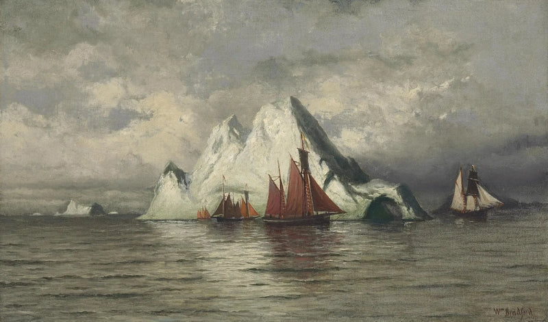 Barcos de pesca e icebergs - William Bradford