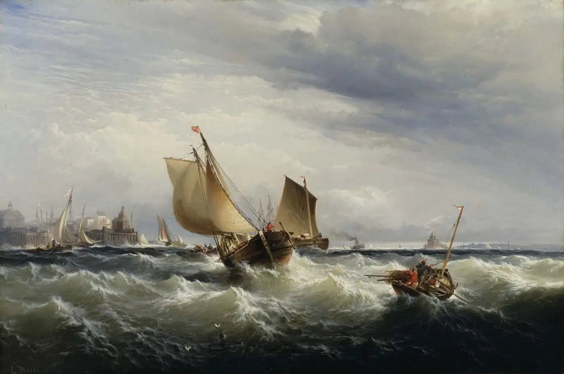 Barcos de pesca se aproximando do vento - Edward Moran