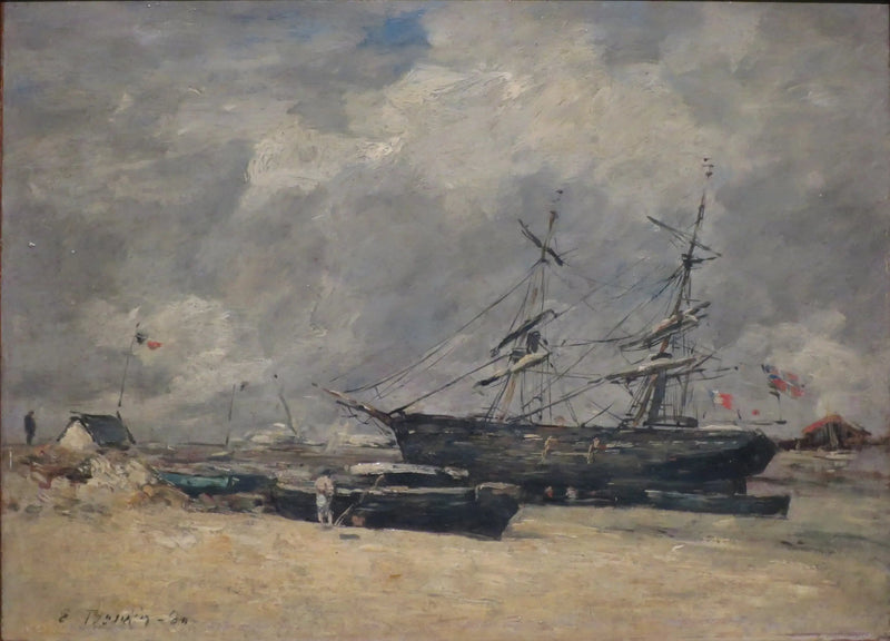 Barcos de pesca na praia. Trouville, maré baixa - Eugène Boudin
