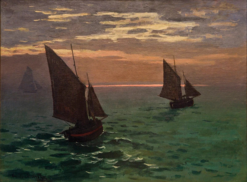 Bateaux de pêche en mer W126 par Claude Monet, 1868, Hill-Stead Museum