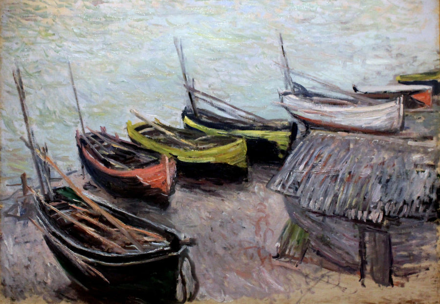 Barcos na praia em Étretat - Claude Monet