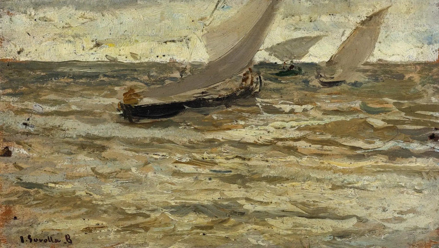 Barcos saindo do porto, Astúrias - Joaquín Sorolla