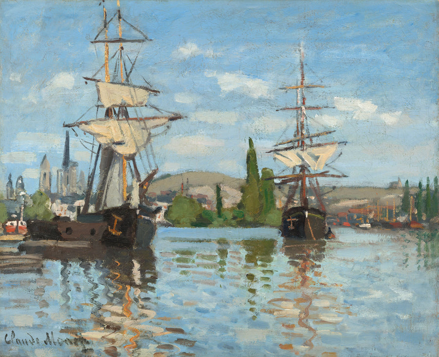 Navios no Sena em Rouen W210 - Claude Monet