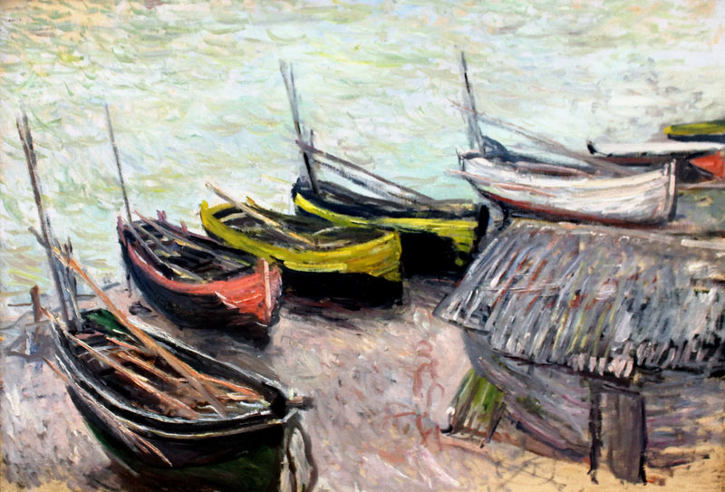 Barcos na praia em Étretat - Claude Monet