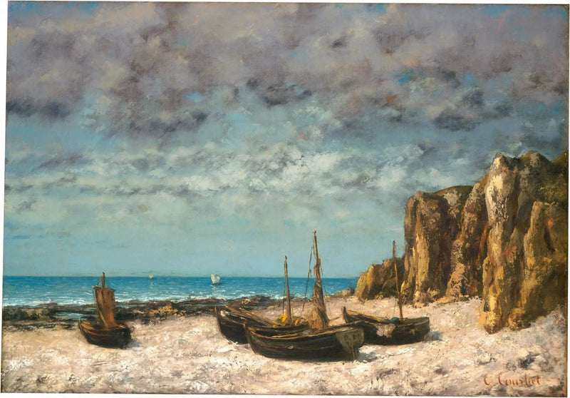 Barcos em uma praia, Étretat - Gustave Courbet