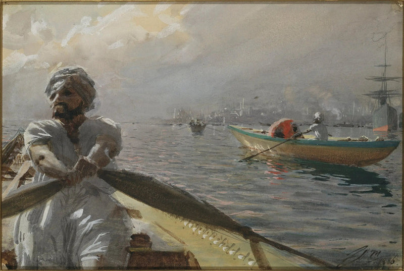 Banheira turca no porto de Constantinopla - Anders Zorn