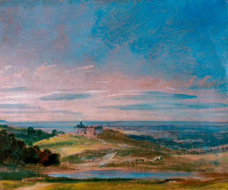 Edifícios em um terreno inclinado perto de Hampstead - John Constable