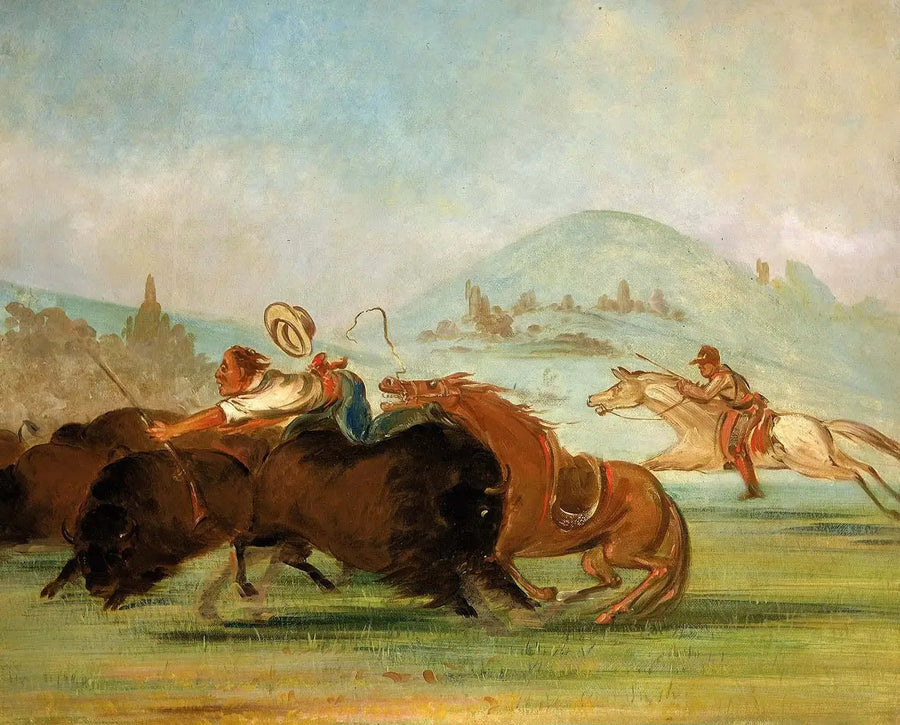Batiste e eu, Corrida do Búfalo, foz do Yellowstone - George Catlin