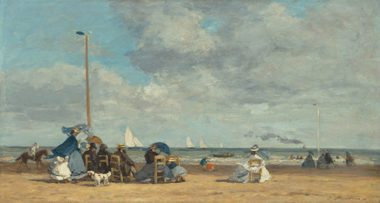 🌊 A Praia em Trouville – Eugène Boudin (anos 1860)