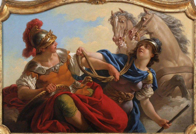 Bellone apresentando as rédeas de seus cavalos em Marte - Louis Jean François Lagrenée
