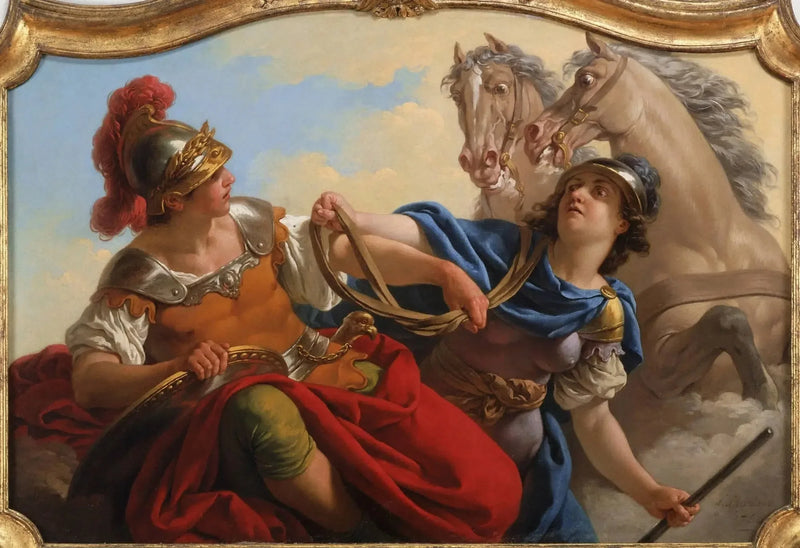 Bellone apresentando as rédeas de seus cavalos em Marte - Louis Jean François Lagrenée