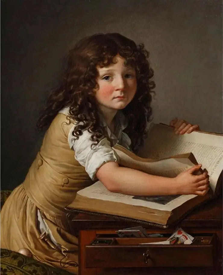 Benoît Agnès Trioson observando figuras em um livro - Anne-Louis Girodet