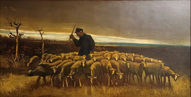 Pastor com um rebanho de ovelhas - Vincent van Gogh