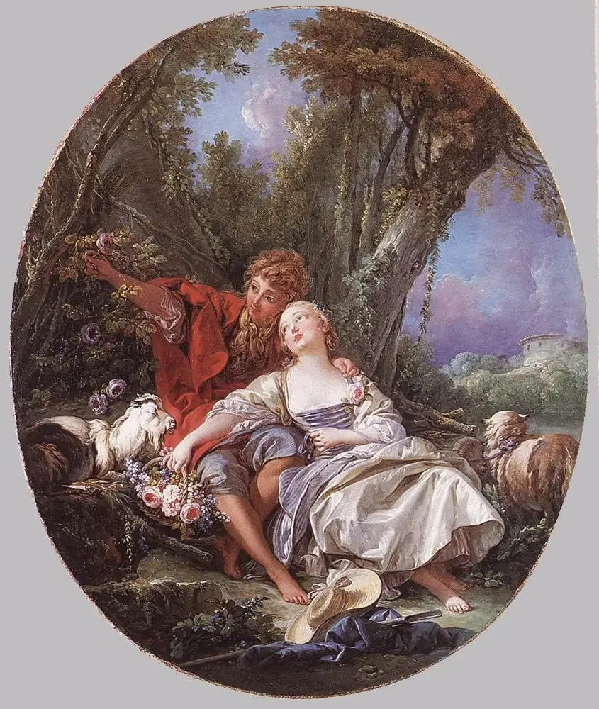 Bodegueiro e pastora descansando - François Boucher