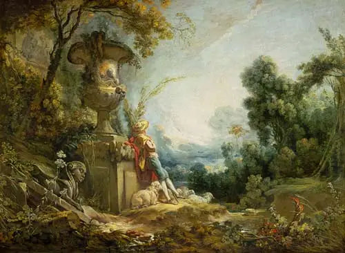 Berger cuidando de suas ovelhas - François Boucher