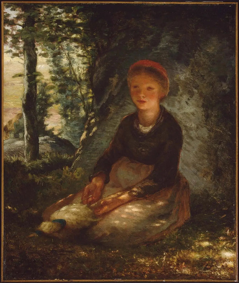 Bergère sentada à sombra - Jean-François Millet